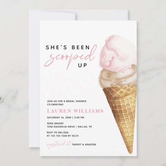 Waterverf Roze ijsbreker — Uitnodiging voor de sch (Voorkant)