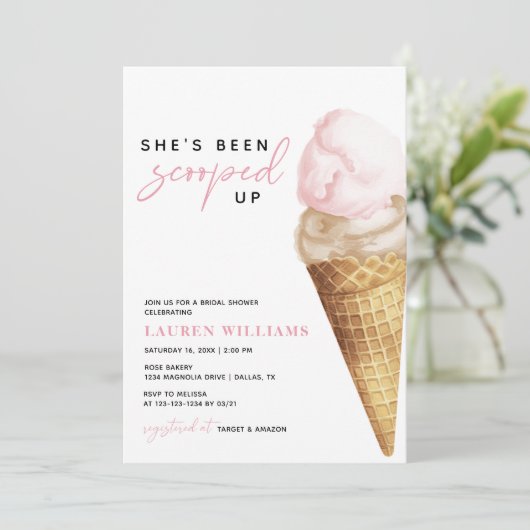 Waterverf Roze ijsbreker — Uitnodiging voor de sch (Staand voorkant)