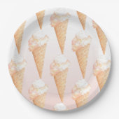 Waterverf Roze ijsvormer Borden Papieren Bordje (Voorkant)