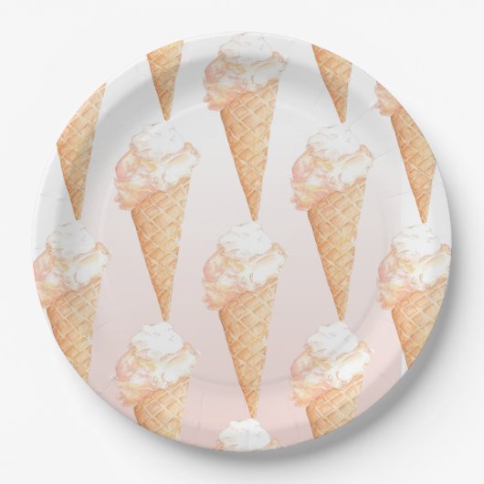 Waterverf Roze ijsvormer Borden Papieren Bordje (Voorkant)