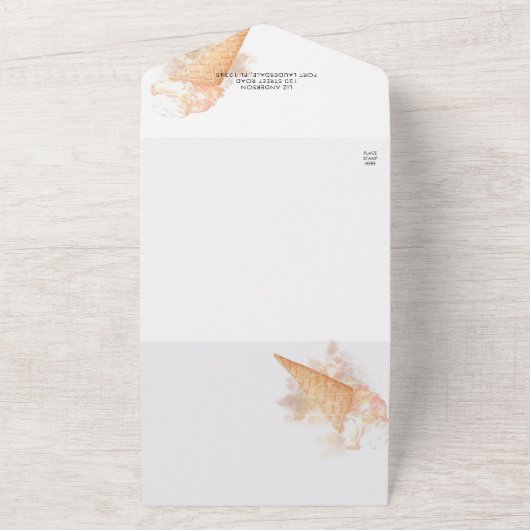 Waterverf Roze ijsvormer Vrijgezellenfeest All In One Uitnodiging (Buitenkant)