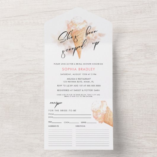 Waterverf Roze ijsvormer Vrijgezellenfeest All In One Uitnodiging (Binnen)