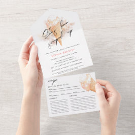 Waterverf Roze ijsvormer Vrijgezellenfeest All In One Uitnodiging