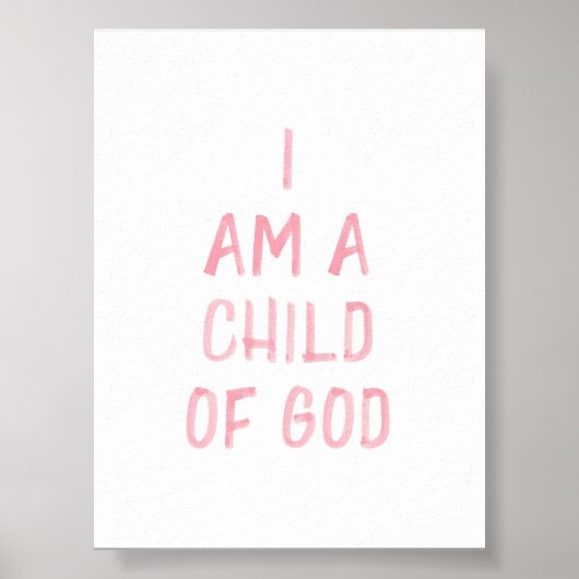 Waterverf roze Ik ben een Kind van God print (Voorkant)