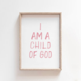 Waterverf roze Ik ben een Kind van God print