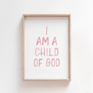 Waterverf roze Ik ben een Kind van God print