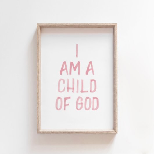 Waterverf roze Ik ben een Kind van God print