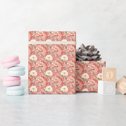Waterverf Roze & Ivoor Bloem Cadeaupapier (Baby Shower)