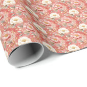 Waterverf Roze & Ivoor Bloem Cadeaupapier (Rol Hoek)