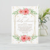 Waterverf Roze Ivory Greenery Floral Baby shower Kaart (Staand voorkant)