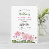 Waterverf Roze Japans Anemone Verjaardag Kaart (Staand voorkant)