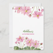 Waterverf Roze Japans Anemone Verjaardag Kaart (Achterkant)
