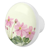 Waterverf Roze Japans Anemoon Bloemen schilderij Keramische Knop (Rechts)