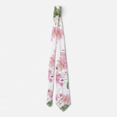 Waterverf Roze Japans Anemoon bloemenpatroon Stropdas (Achterkant)