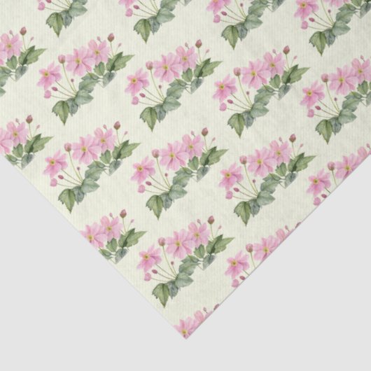 Waterverf Roze Japans Anemoon Illustratie Tissuepapier (Detail)