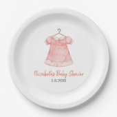 Waterverf Roze Jurk Baby shower Papier Bord (Voorkant)