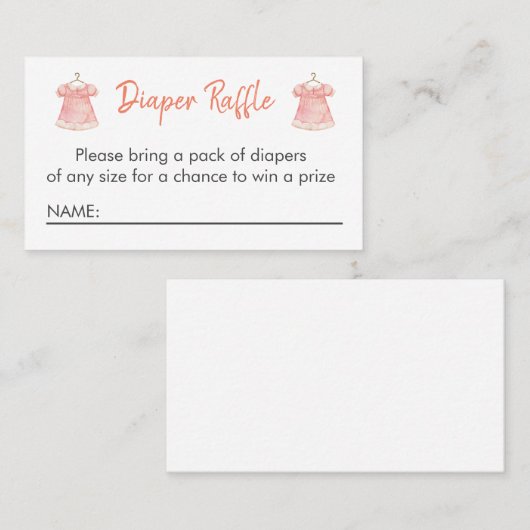 Waterverf Roze Jurk Luier Raffle Kaart Visitekaartje (Voorkant / Achterkant)