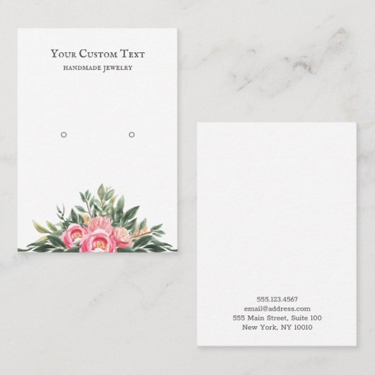 Waterverf roze juwelenoorstvertoning visitekaartje (Voorkant / Achterkant)