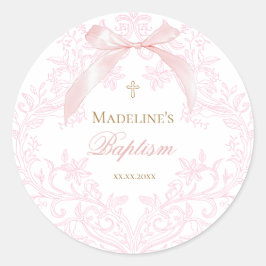 waterverf roze kam Baptism Ronde Sticker