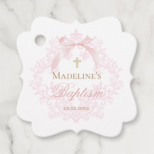 waterverf roze kam | doop bedankjes labels (Voorkant)