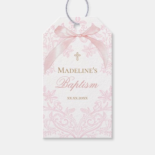 waterverf roze kam | Doop Cadeaulabel (Voorkant)
