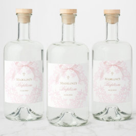 waterverf roze kam | doop likeurfles etiket