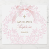 waterverf roze kam | doop likeurfles etiket (Enkel label)