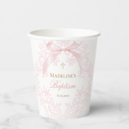 waterverf roze kam | Doop Papieren Bekers