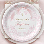 waterverf roze kam | doop papieren bordje<br><div class="desc">Baptisme papieren borden</div>