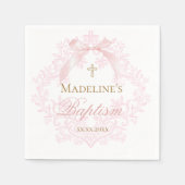 waterverf roze kam | doop servet (Voorkant)