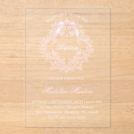 waterverf roze kam | uitnodiging tot doop