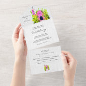 Waterverf Roze Kapel Mexicaanse bruiloft All In One Uitnodiging (Afscheurbaar)