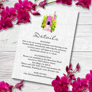 Waterverf Roze Kapel Mexico Wedding Details Kaart