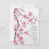 Waterverf roze kersenbloesem bloemenbruiloft bedankkaart (Voorkant)
