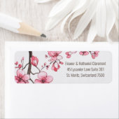 Waterverf roze kersenbloesem bloemenbruiloft etiket (Insitu)
