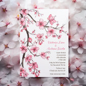 Waterverf roze kersenbloesem bloemenbruiloft kaart