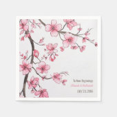 Waterverf roze kersenbloesem bloemenbruiloft servet (Voorkant)