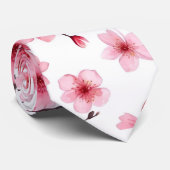 Waterverf roze kersenbloesem bloemig stropdas (Opgerold)