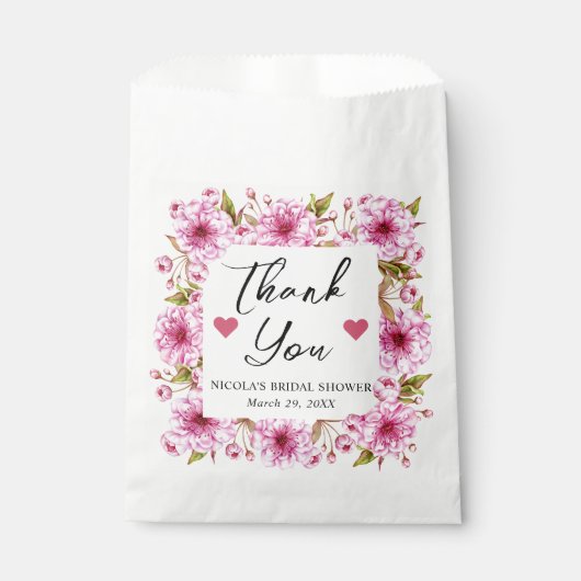 Waterverf Roze Kersenbloesem Bruidsdouche Bedankzakje (Voorkant)