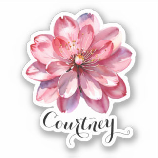 Waterverf Roze Kersenbloesems Bloemen Aangepaste n Sticker