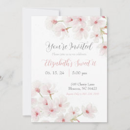 Waterverf Roze Kersenbloesems Sweet 16 Kaart