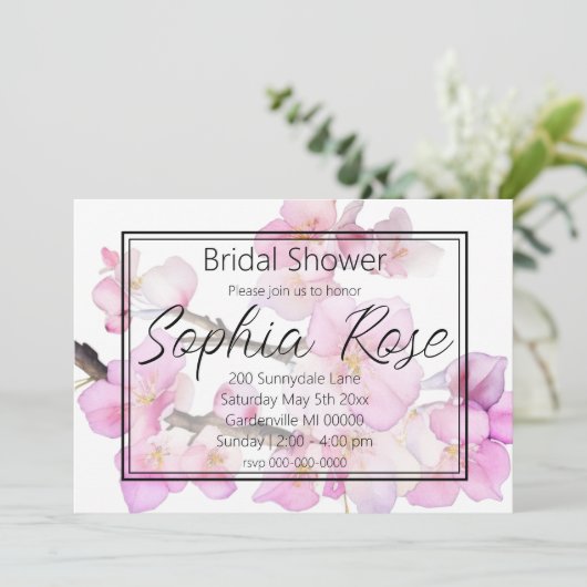 Waterverf roze kersenbloesems Vrijgezellenfeest Kaart (Staand voorkant)