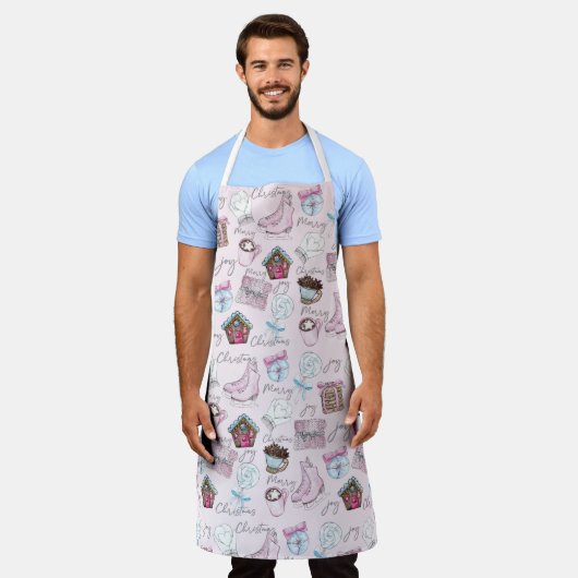 Waterverf Roze Kerst Girly Schattige Schort (Gedragen)