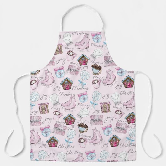 Waterverf Roze Kerst Girly Schattige Schort (Voorkant)