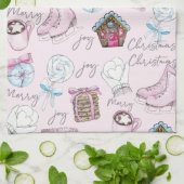 Waterverf Roze Kerst Girly Theedoek (Gevouwen)