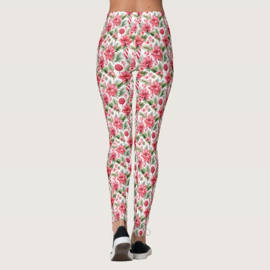 Waterverf Roze Kerst Leggings (Achterkant)