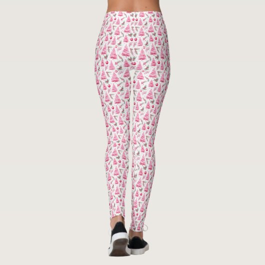 Waterverf Roze Kerst Leggings (Achterkant)