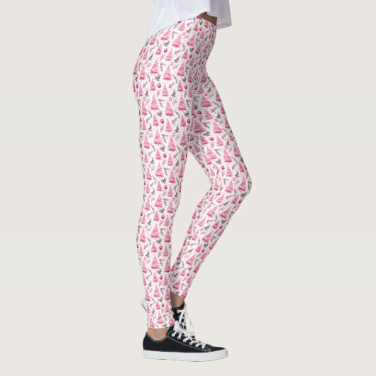 Waterverf Roze Kerst Leggings (Rechts)