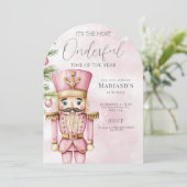 waterverf Roze Kerst Notenkraker 1e verjaardag Kaart (Staand voorkant)