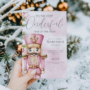 waterverf Roze Kerst Notenkraker 1e verjaardag Kaart